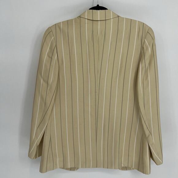 Vintage Giorgio Armani Pinstripe Blazer Butter Yellow Made In Italy 80s 90s W L - Picture 3 of 7